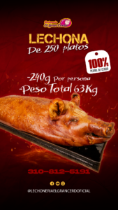 LECHONA para 250 personas