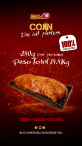 COJÍN DE LECHONA para 60 personas